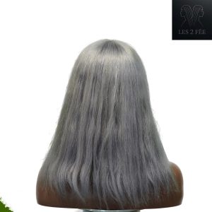 center wig machine made gray wig remy hair 12p