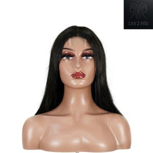center wig natural black remy hair 2x6 lace closure straight bob human hair wig