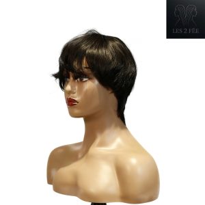 center wig machine made black wig remy hair h081