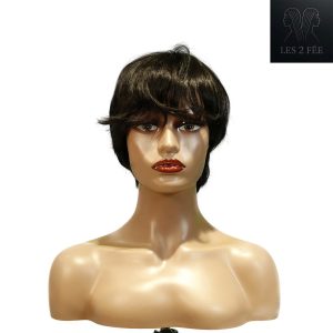 center wig machine made black wig remy hair h081
