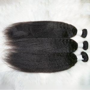 center wig remy hair black yaki straight bundles brazilian weaving