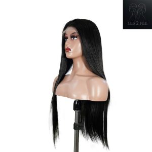 center wig natural black remy hair 6x7 lace closure straight human hair wig