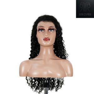 center wig natural black remy hair 6x7 lace closure deep wave human hair wig