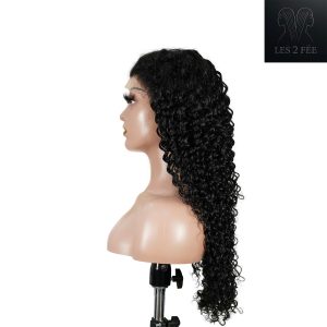 center wig natural black remy hair 6x7 lace closure deep wave human hair wig