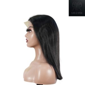 center wig natural black remy hair 5x5 lace closure straight bob human hair wig