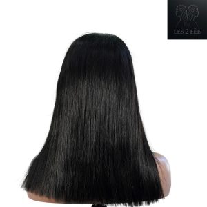center wig natural black remy hair 5x5 lace closure straight bob human hair wig