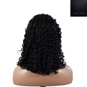 center wig natural black remy hair 2x6 lace closure deep wave bob human hair wig