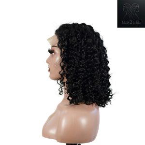 center wig natural black remy hair 5x5 lace closure jerry curly 12 inch bob human hair wig