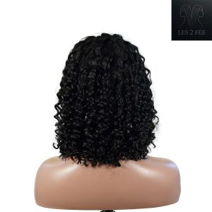 center wig natural black remy hair 5x5 lace closure jerry curly 12 inch bob human hair wig
