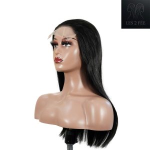 center wig natural black remy hair 5x5 lace closure straight human hair wig