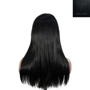 center wig natural black remy hair 5x5 lace closure straight human hair wig