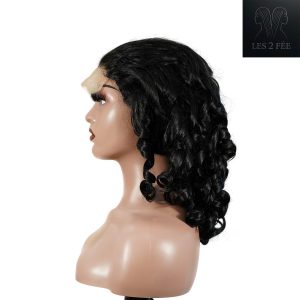 center wig natural black remy hair 5x5 lace closure bouncy curls human hair wig