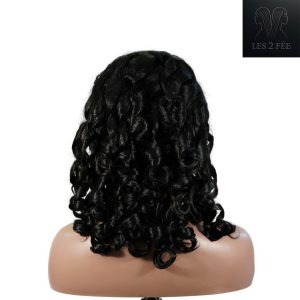 center wig natural black remy hair 5x5 lace closure bouncy curls human hair wig