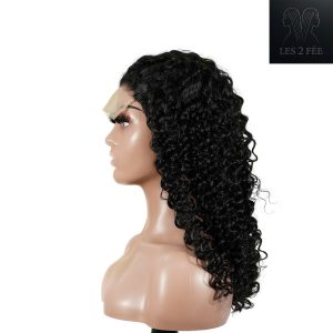 center wig natural black remy hair 5x5 lace closure deep wave human hair wig
