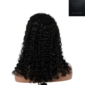 center wig natural black remy hair 5x5 lace closure deep wave human hair wig