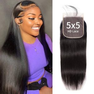 center wig remy hair 5x5 straight closure