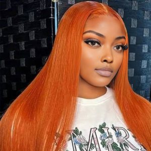 Home center wig 13x4 straight lace front wig 350 orange 26 inch remy hair