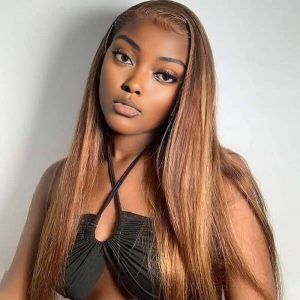 center wig 13x4 straight lace front wig m4&27 highlight remy hair 26 inch