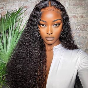 Home center wig 13x4 kinky curly lace front wig natural black remy hair