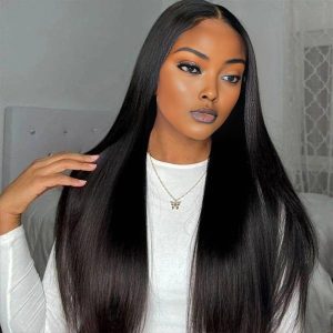 center wig natural black asian raw hair 13x6 hd lace front wig straight human hair wig